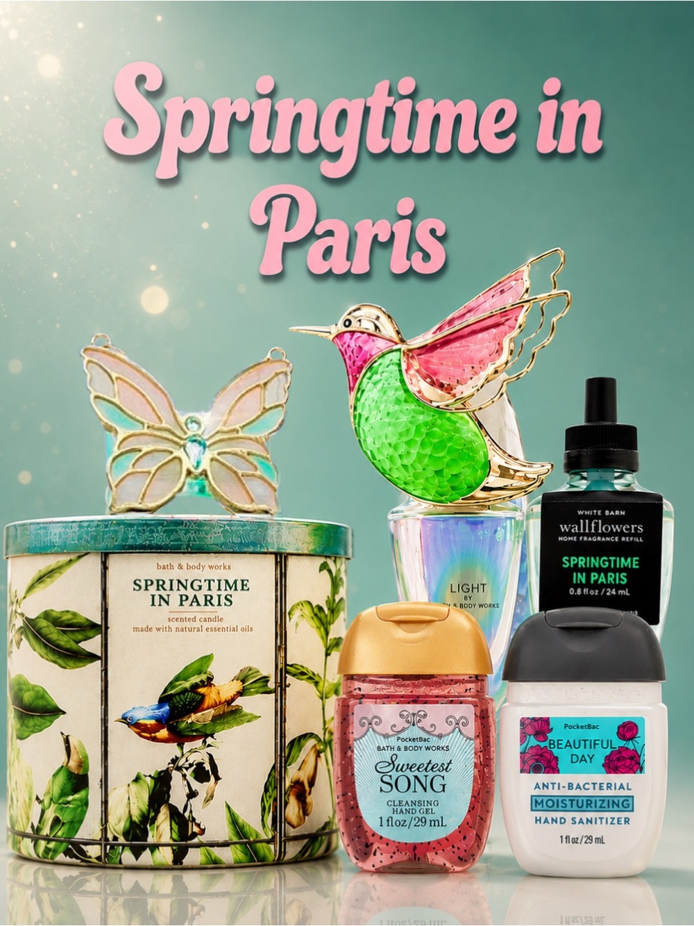🌷 Springtime in Paris Gift Set 🌷 Rare Hummingbird Plug & Butterfly Holder
